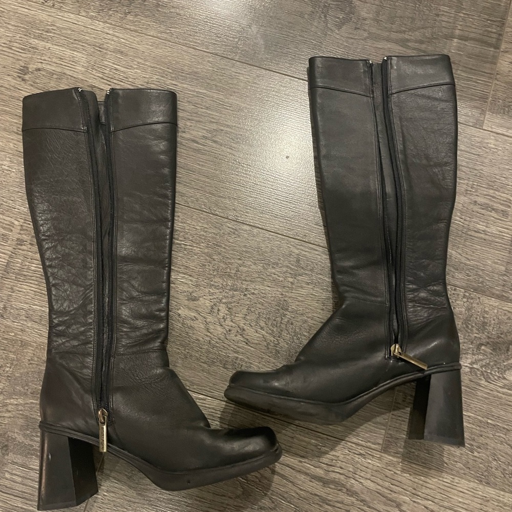 Black Knee-High Leather Boots
